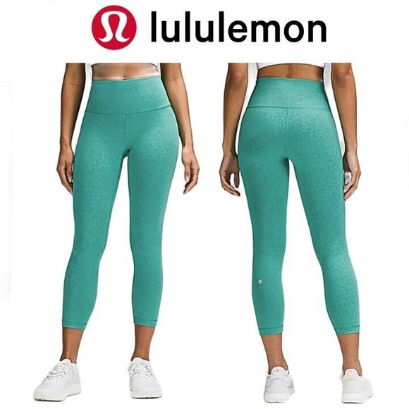 NWT Lululemon Sz2 Blaze Maldives Green Wunder Train Hight Rise Crop 23" - Picture 1 of 11